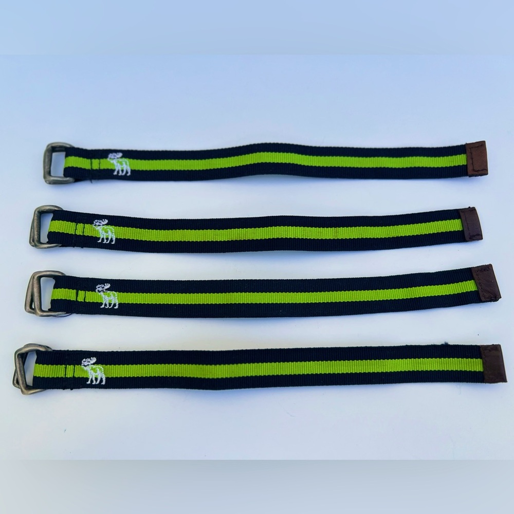 Abercrombie & Fitch Bracelet Green/Blue Fabric/Leather Metal Buckle - Picture 8 of 8